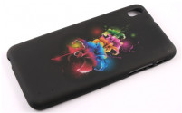 Силиконов гръб ТПУ за HTC Desire 816 черен с шарени цветя